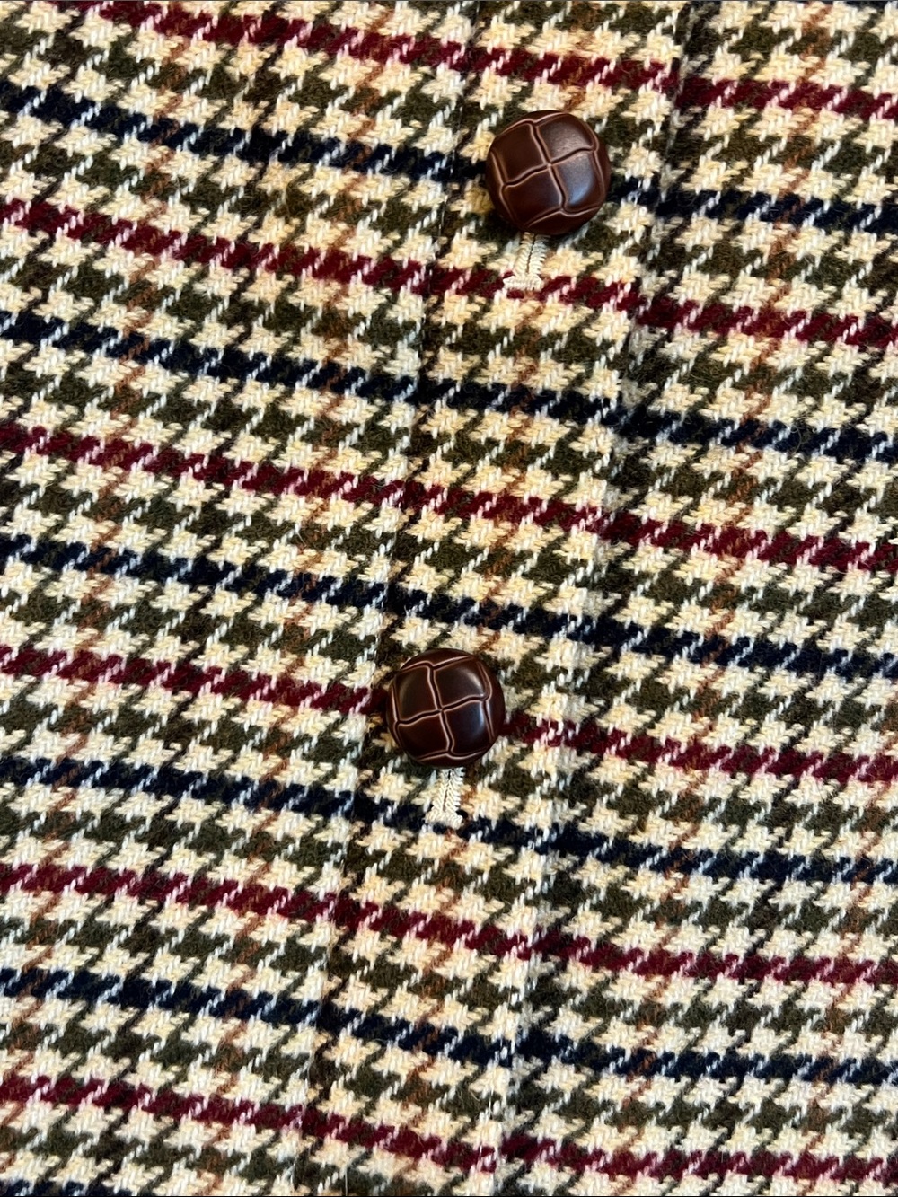 Talbots Houndstooth Plaid Button Front Wool Blend Skirt Size 12 Lined Classic - Picture 4 of 15
